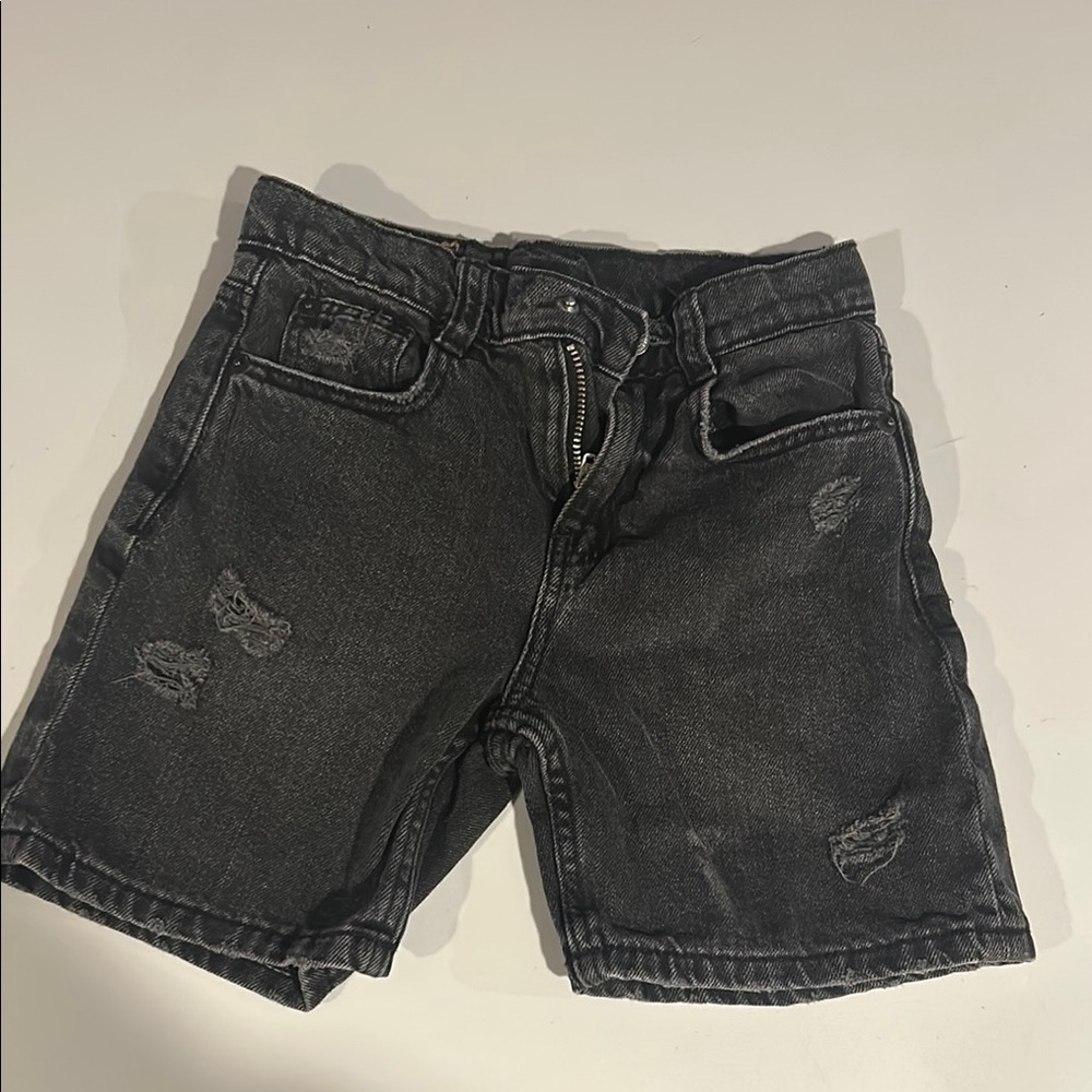 Zara Black Distressed Kids Denim Shorts